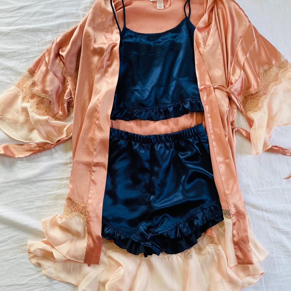 Navy Satin Sleepwear Set
